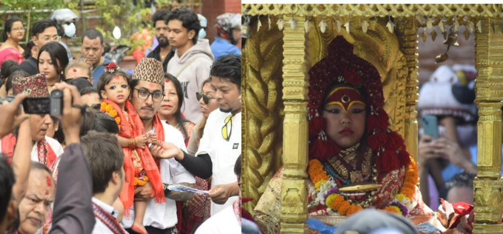 भर्खरै कुमारीमा चयन भएकी आर्यताराले सर्वसाधारणलाई दशमीमा टिका लगाइदिने