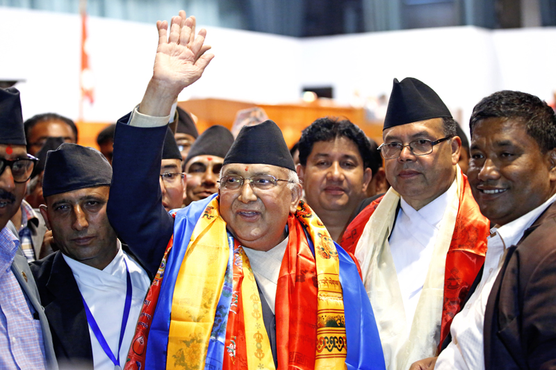 केपी शर्मा ओली तेस्रो पटक एमाले अध्यक्षमा निर्वाचित