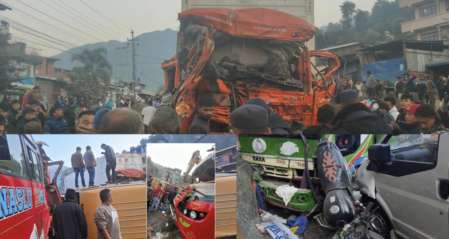 धादिङको चालिसेमा ६ सवारी एकैपटक दुर्घटनामा परे biggest crash in nepal