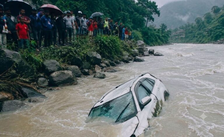 सुनकोशीमा कार बेपत्ताः चार जनाको खोजी तीव्र
