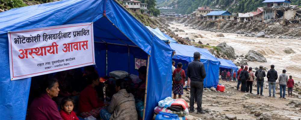 भोटेकोशी हिमबाढीबाट प्रभावितका लागि अस्थायी आवास खोज्दै सरकार